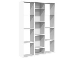 Kamerscherm | Roomdivider | Privacy Scherm/boekenkast 100x24x140 cm bewerkt hout wit