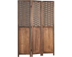 Kamerscherm Ruimteverdeler Hout Rotan 3-delig 170x120 cm