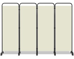 Kamerscherm Ruimteverdeler op wielen met 4 panelen - 228 x 180 cm - Kamerverdeler Tuin Spaanse Muurscheiding opvouwbaar - Beige