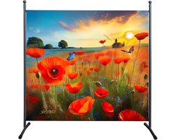 Kamerscherm - Scheidingswand - Inkijk beschermen - Poppy Meadow design - 180 x 180 cm - Multicolor