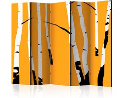 Kamerscherm - Scheidingswand - Vouwscherm - Birches on the orange background II [Room Dividers] 225x172 - Artgeist Vouwscherm