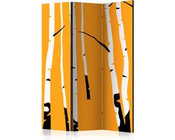 Kamerscherm - Scheidingswand - Vouwscherm - Birches on the orange background [Room Dividers] 135x172 - Artgeist Vouwscherm