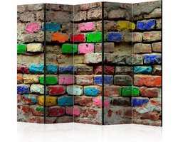 Kamerscherm - Scheidingswand - Vouwscherm - Colourful Bricks II [Room Dividers] 225x172 - Artgeist Vouwscherm
