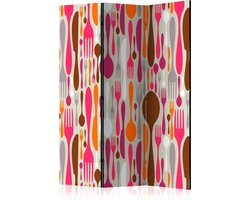 Kamerscherm - Scheidingswand - Vouwscherm - Cutlery - pink and violet [Room Dividers] 135x172 - Artgeist Vouwscherm