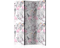 Kamerscherm - Scheidingswand - Vouwscherm - Flamingos and Twigs [Room Dividers] 135x172 - Artgeist Vouwscherm
