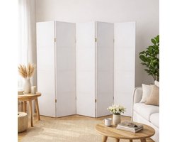 Kamerscherm Wit Blanco 5-delig – DIY Canvas Scherm om te Schilderen, Tekenen of Behangen – 200 x 180 cm