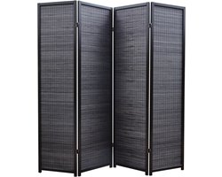 Kamerscherm Zwart Hout 4 panelen
