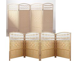 Kamerschermen - Opvouwbare scheiding - Privacy creëren - Handgeweven rotan - 4 panelen 100x40cm - Bruin