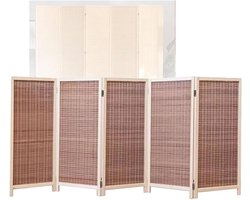 Kamerschermpanelen, Korte Kamerafscheiding, Draagbaar Opvouwbaar Privacyscherm Met 3/4/5/6 Panelen, Verduisterende Rotan Afscheiding Voor De Ingang, Geschikt Voor Thuis,Dark Brown-100X40Cm-5 Panels