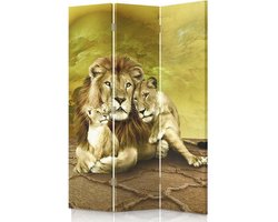 Kamerverdeler Canvas - Wanddecoratie Scherm - Ruimtes Indelen - Dubbelzijdig Bedrukt - 110x180 cm - Geel Dieren