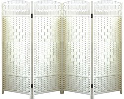 Kamerverdeler - Kamerscherm Rotan - Ruimte Indelen - Handgeweven Structuur - 17B x 4H cm - Wit