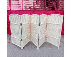 Kamerverdeler Rotan - Opvouwbaar Scherm - Ruimte Afscheiden - Handgeweven Design - 120x40cm 4 Stuks - Houtkleur