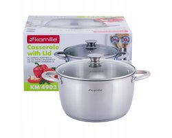 Kamille 5L RVS Pan met Glazen Deksel - Geschikt voor Inductie