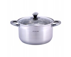 Kamille 5L RVS Pan met Glazen Deksel - Geschikt voor Inductie