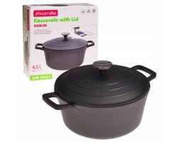 Kamille Braadpan met Deksel - 4.5L - Zwart - Geschikt voor Inductie