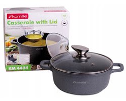 Kamille Granieten Pan met Deksel - 2.3L - Geschikt voor Inductie