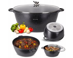 Kamille Grote Aluminium Pan 22L met Marmenlaag & Deksel - Inductie