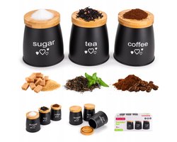 Kamille Keukenset: 3x Luxe Opbergers voor Koffie, Thee, Suiker