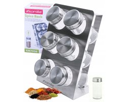 Kamille Kruidenrek met 6 Glazen Potjes - RVS