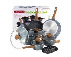 Kamille Pannenset 12 Delig met Graniet Coating - Gas & Inductie