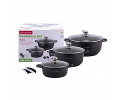 Kamille Pannenset 6 Delig - Aluminium met Marmercoating - Inductie