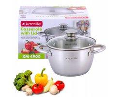 Kamille RVS Pan met Deksel - 1.5L - Geschikt voor Inductie