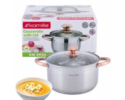 Kamille RVS Pan met Deksel - 5L - Inductie Geschikt