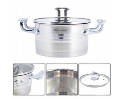 Kamille RVS Pan met Glazen Deksel - 5.7L - Inductie Geschikt