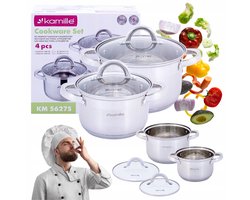 Kamille RVS Pannenset 4 Delen - Geschikt voor Inductie