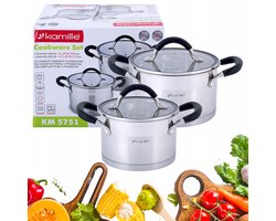 Kamille RVS Pannenset met Deksel - Inductie Geschikt (2 Stuks)