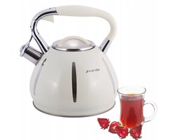 Kamille RVS Waterkoker met Fluitje 3L - Beige - Inductie & Gas