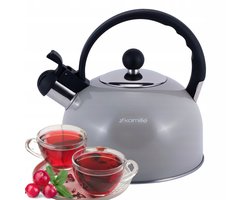 Kamille Stalen Fluitketel 2.5L Grijs - Geschikt voor Inductie