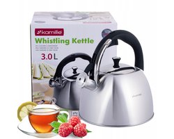 Kamille Stalen Fluitketel 3L - Gas & Inductie - Zilver