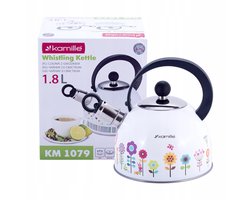 Kamille Stalen Waterkoker 1.8L met Fluitje - Geschikt voor Inductie