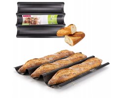 Kamille stokbrood bakvorm - 3 broden, geperforeerd, antiaanbaklaag