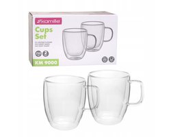 Kamille thermische glazen set 2x 250ml - dubbelwandig borosilicaatglas