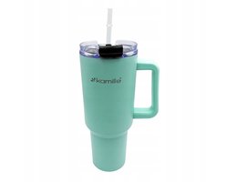 Kamille Thermobeker Mint 1.2L met Rietje & Handvat - Ideaal voor Onderweg
