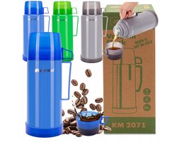 Kamille thermoskan 600 ml met glazen beker en dubbele mok