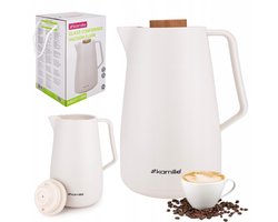 Kamille Thermoskan met Glazen Inzet 1.5L Wit - Houdt Drankjes Warm/Koud