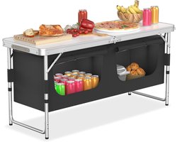 Kampeer Keuken - Outdoor Tafel - Compact Koken - Verstelbare Hoogte - 120x47x62 cm - Zwart