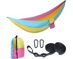Kampeerhangmat - 270x140cm Ultralichte Reishangmat - Duurzame Ademende Nylon Reishangmat - Met Twee 10ft Boomriemen - Binnen Vrijetijdsschommel Hangstoel - Voor Buiten Kampeeraccessoires (330lbs Capaciteit)