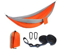 Kampeerhangmat - Lichtgewicht nylon parachutehangmat - Wordt geleverd met boomriemen en draagtas - Essentiële uitrusting voor buitenavonturen, kamperen, wandelen en andere activiteiten - 1 stuk
