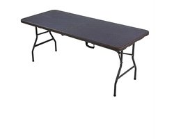 Kampeertafel - 6 tot 8 personen - Picknicktafel - Opvouwbaar - Klaptafel - Voor kinderen en volwassenen - Camping en Tuin - Inklapbaar - Metaal en rotan - 180 cm - Waterdicht