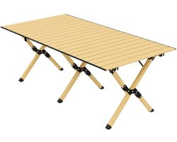 Kampeertertafel 117cm x 60cm x 44cm Houtkleurig Metaal Vouwtafel Buiten tafel Stevig en duurzaam. Praktisch en mooi Te gebruiken bij kamperen, in de tuin en bij picknicks
