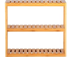 Kamyra® 100% Natuurlijk Bamboe Kastje – Wandplank/Kast/Kastjes/Schoenenrek/Schoenenkast – Voor in de Badkamer, Woonkamer & Slaapkamer – 60x15x54