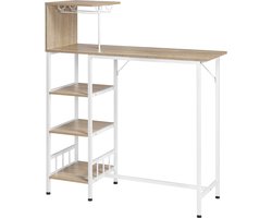 Kamyra® Bartafel - Voor in Keuken - Keukentafel/Bistrotafel/Bijzettafel - Hout & Staal - Licht Eik - 108.5x40x125.5 cm