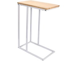 Kamyra® Bijzettafel van Hout – Bijzettafeltje/Laptoptafel/Salontafel – Kras- en Waterbestendig – Licht Eiken - 45x25x63,5
