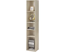 Kamyra® Boekenkast met 5 Vakken - Opbergkast - Vakkenkast - Licht Eik 30x26x151 cm