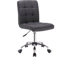 Kamyra® Bureaustoel Linnen - Zonder Armleuning - Met Wieltjes & In Hoogte Verstelbaar - Linnen, Stoel - 42,5x41x91 - Donkergrijs