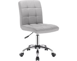 Kamyra® Bureaustoel Linnen - Zonder Armleuning - Met Wieltjes & In Hoogte Verstelbaar - Linnen, Stoel - 42,5x41x91 - Lichtgrijs